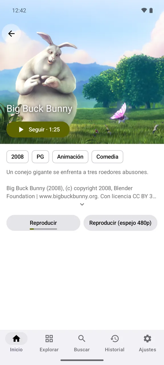 La página de un título en un teléfono, tema claro