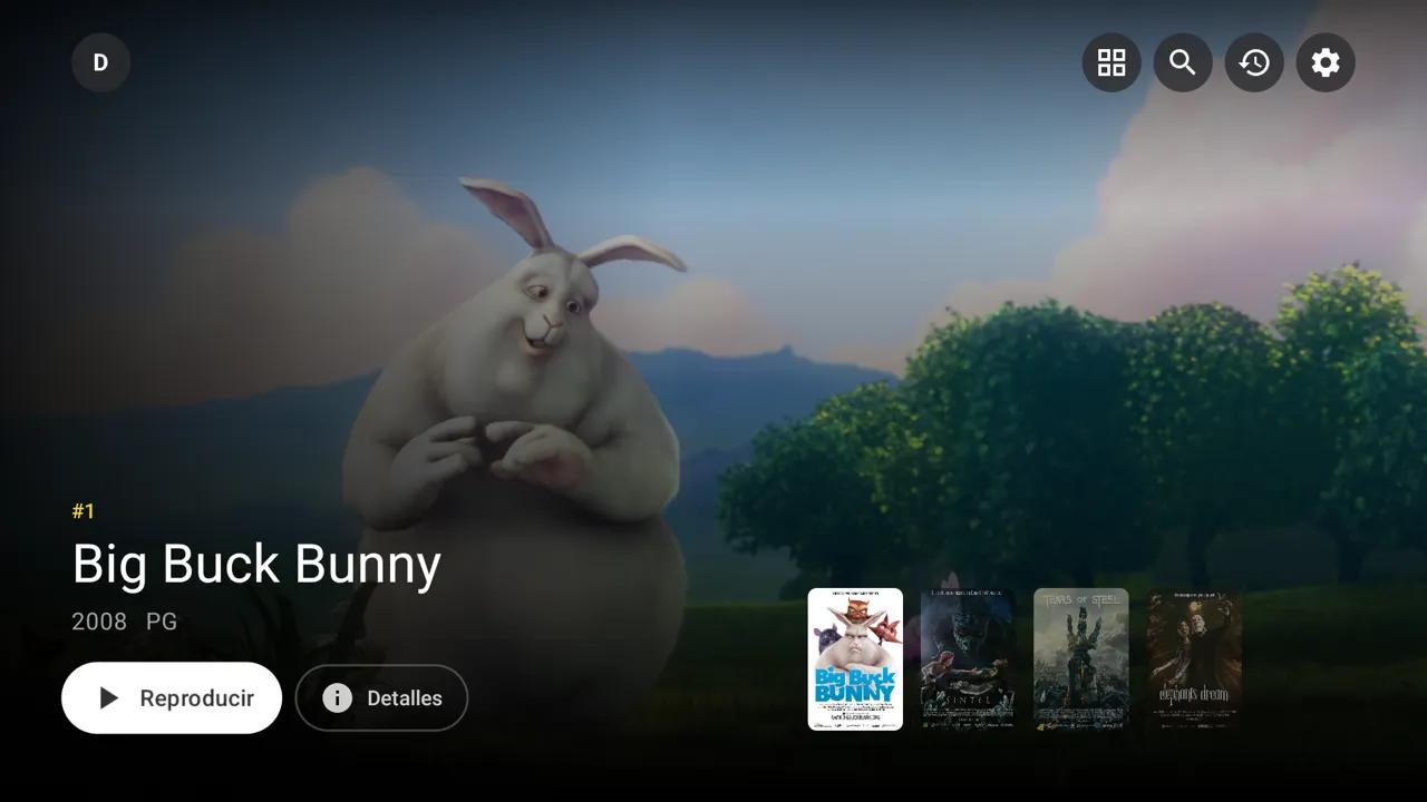 Yonto en Android TV, con la biblioteca de demostración integrada